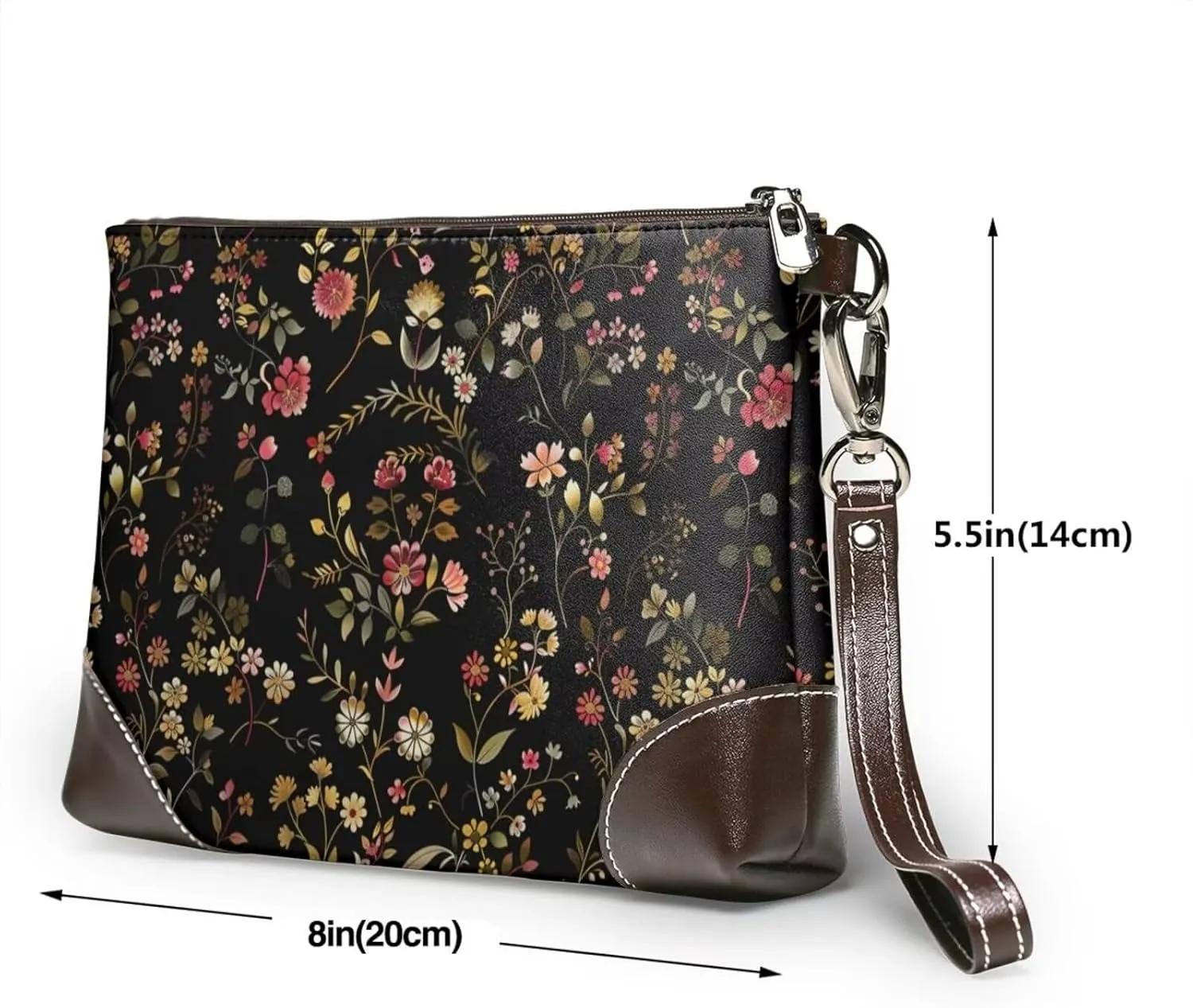 Leather Wristlet Purse for Women Lady Small Clutch Purse with Wrist Straps