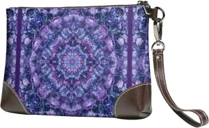 Leather Wristlet Purse for Women Lady Small Clutch Purse with Wrist Straps