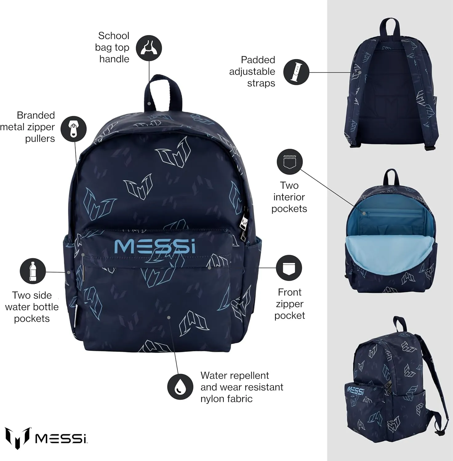 Lifestyle Backpack, Bookbag with Pockets & Adjustable Straps, Blue Multi, One Size