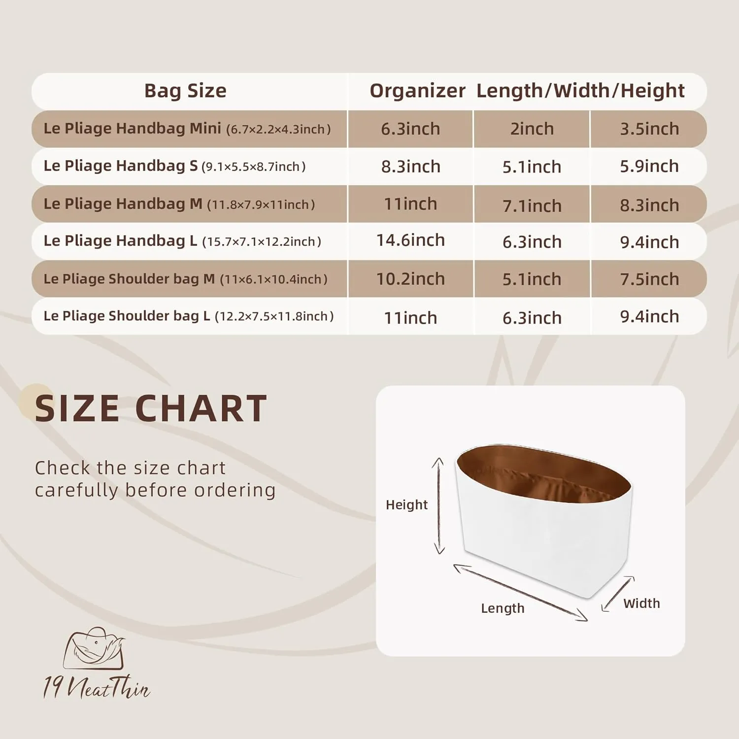 Lightweight Purse Insert Compatible with Long-champ Le Pliage Medium Shoulder Bag (Long Handle), Waterproof Dupontpaper Surface and Silky Satin Lining (Fits Medium Shoulder Bag, Gold)