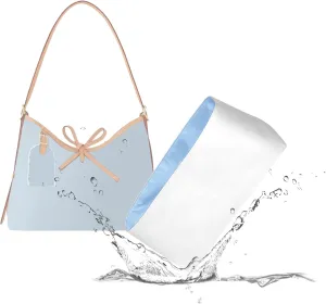 Lightweight Purse Insert Fit for LV Carryall, Waterproof Dupontpaper Surface and Silky Satin Lining (MM, Celeste)