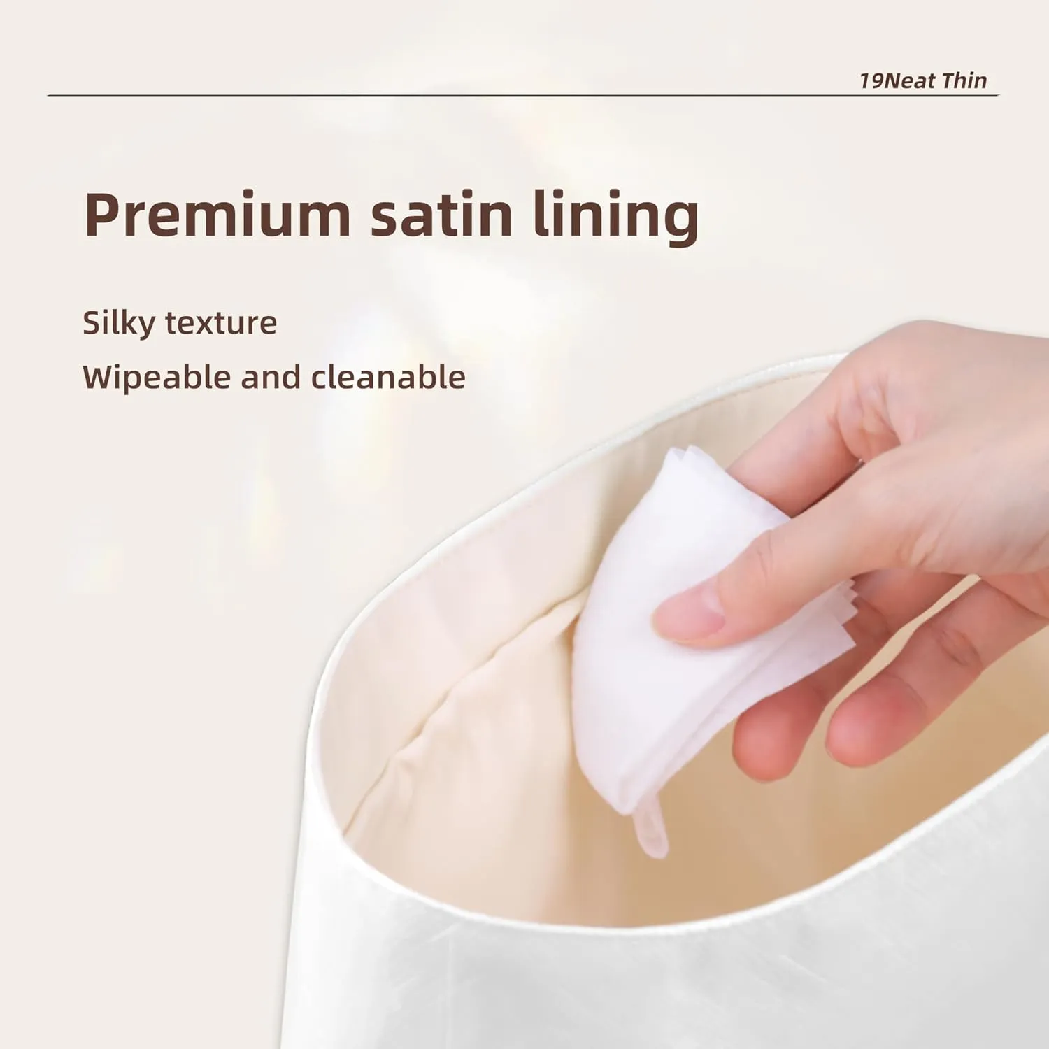 Lightweight Purse Insert Fit for LV Carryall, Waterproof Dupontpaper Surface and Silky Satin Lining (MM, Craie)