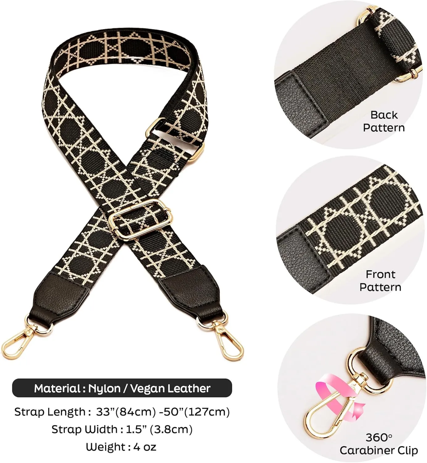 Like Dreams Fashion Purse Straps Replacement Crossbody, Wide Shoulder Adjustable Straps for Handbags, Crossbody Bag Strap