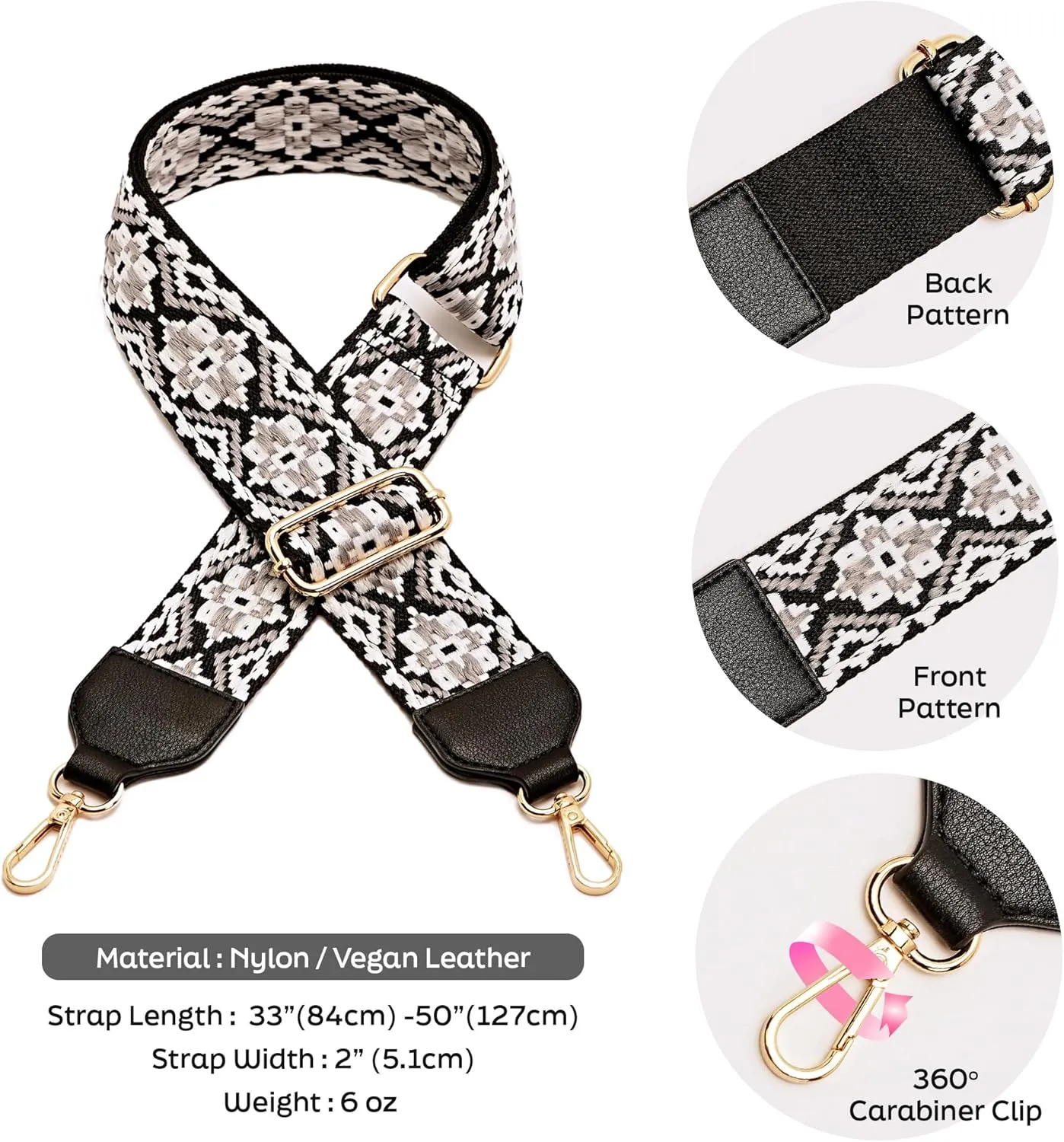 Like Dreams Fashion Purse Straps Replacement Crossbody, Wide Shoulder Adjustable Straps for Handbags, Crossbody Bag Strap