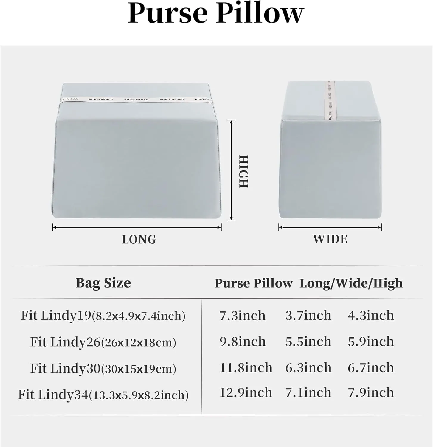 Lindy19 Silky Pillow Insert, Bag Shaper Compatible with Hermes Lindy Bags, Lightweight Luxury Bag Pillow with Silky Satins for Women, Soft Memory Foam Inner(Blue pale, Lindy19)