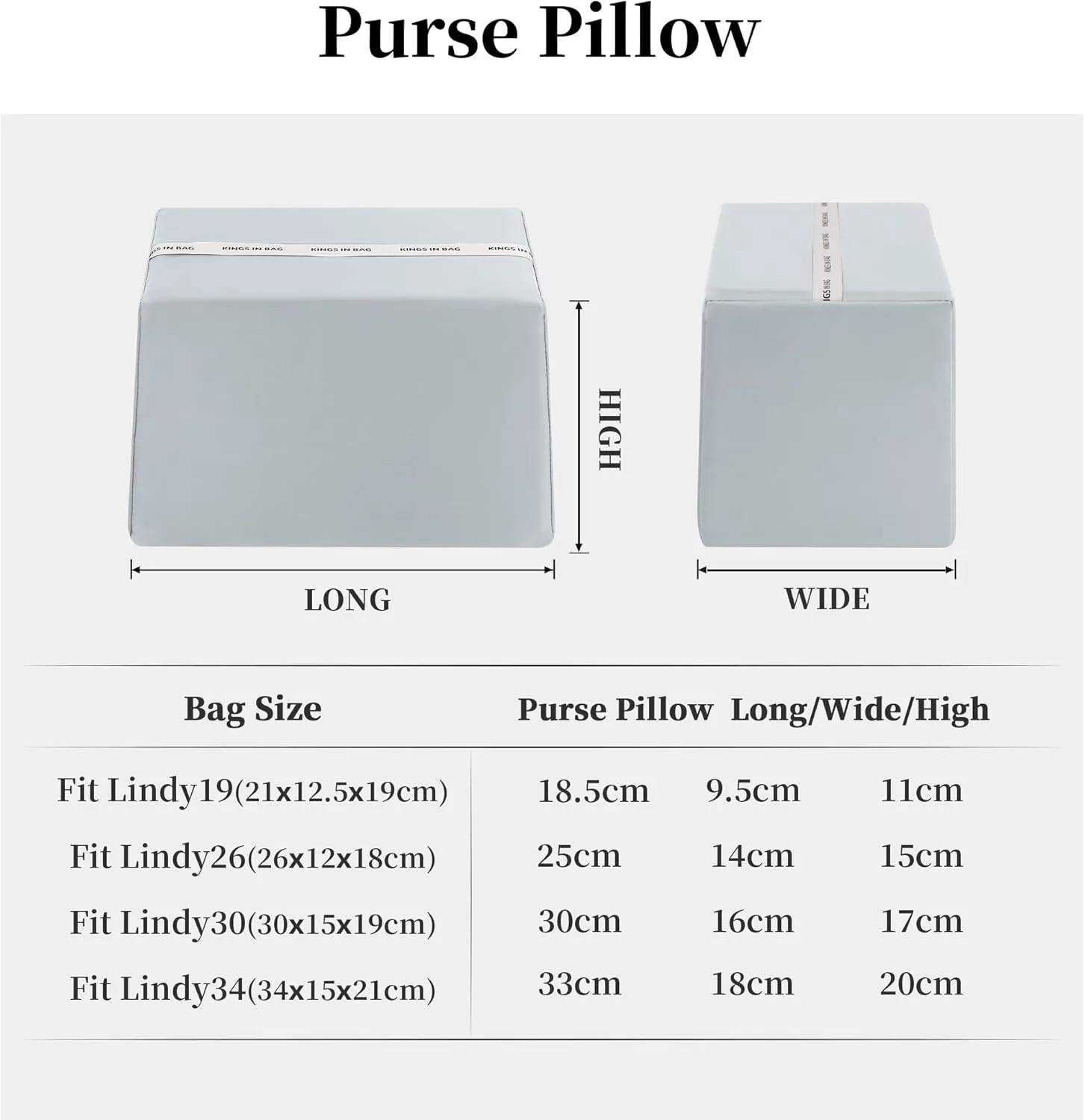 Lindy19 Silky Pillow Insert, Bag Shaper Compatible with Hermes Lindy Bags, Lightweight Luxury Bag Pillow with Silky Satins for Women, Soft Memory Foam Inner(Blue pale, Lindy19)