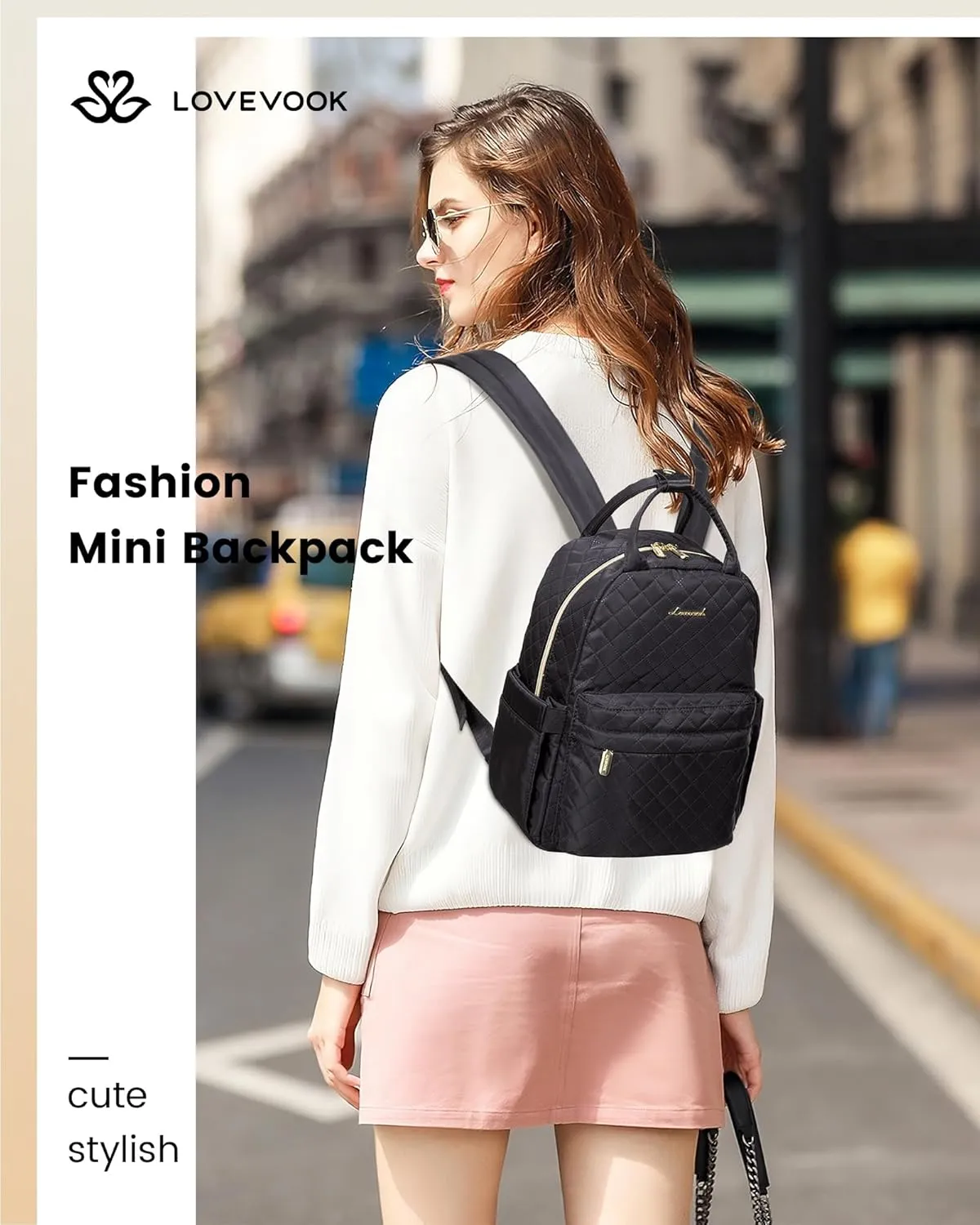 LOVEVOOK Mini Backpack Purse for Women Cute Small Backpack, Light Weight Fashion Daypack for Work Travel Daily Backpack (Black Quilted)