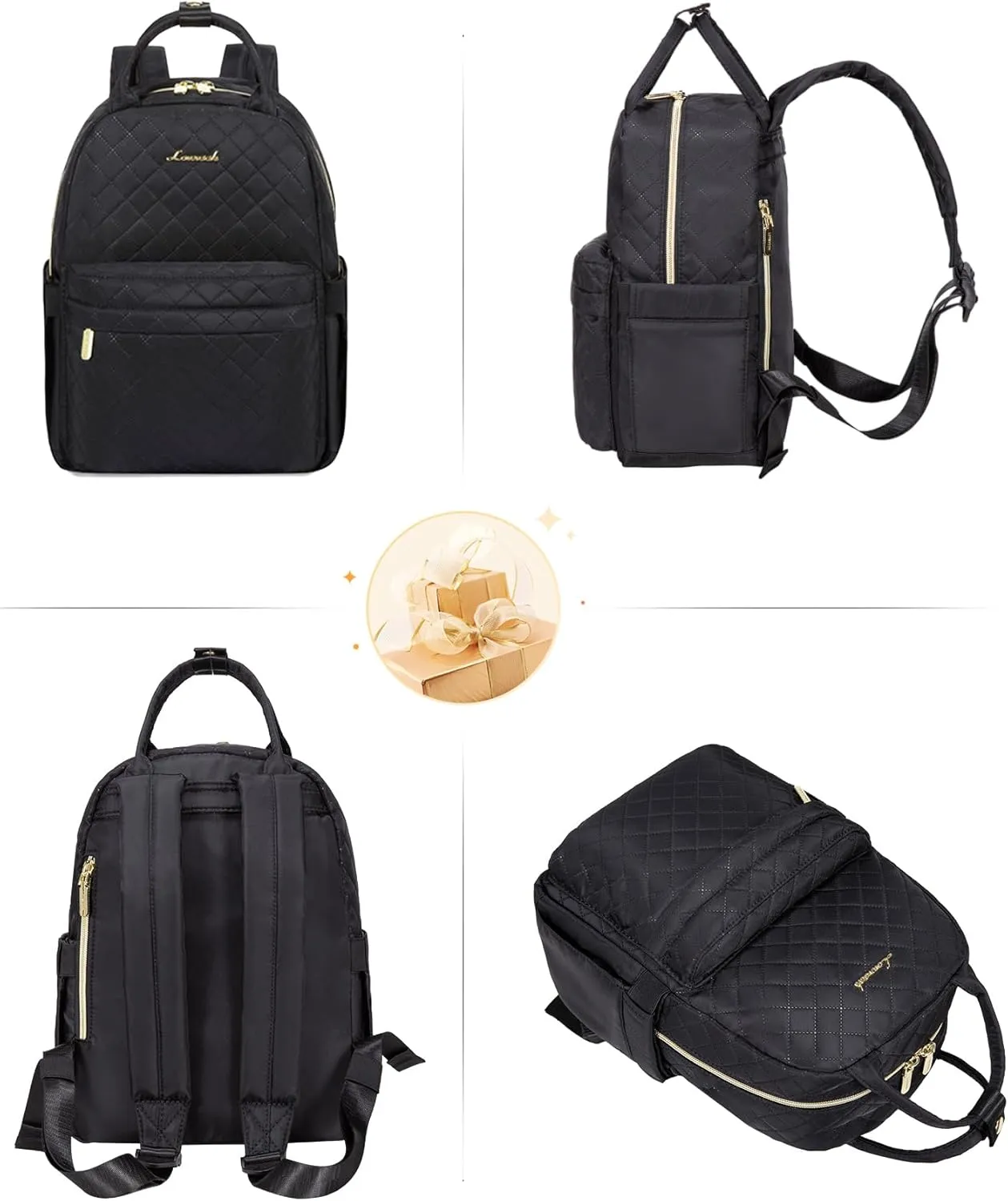 LOVEVOOK Mini Backpack Purse for Women Cute Small Backpack, Light Weight Fashion Daypack for Work Travel Daily Backpack (Black Quilted)