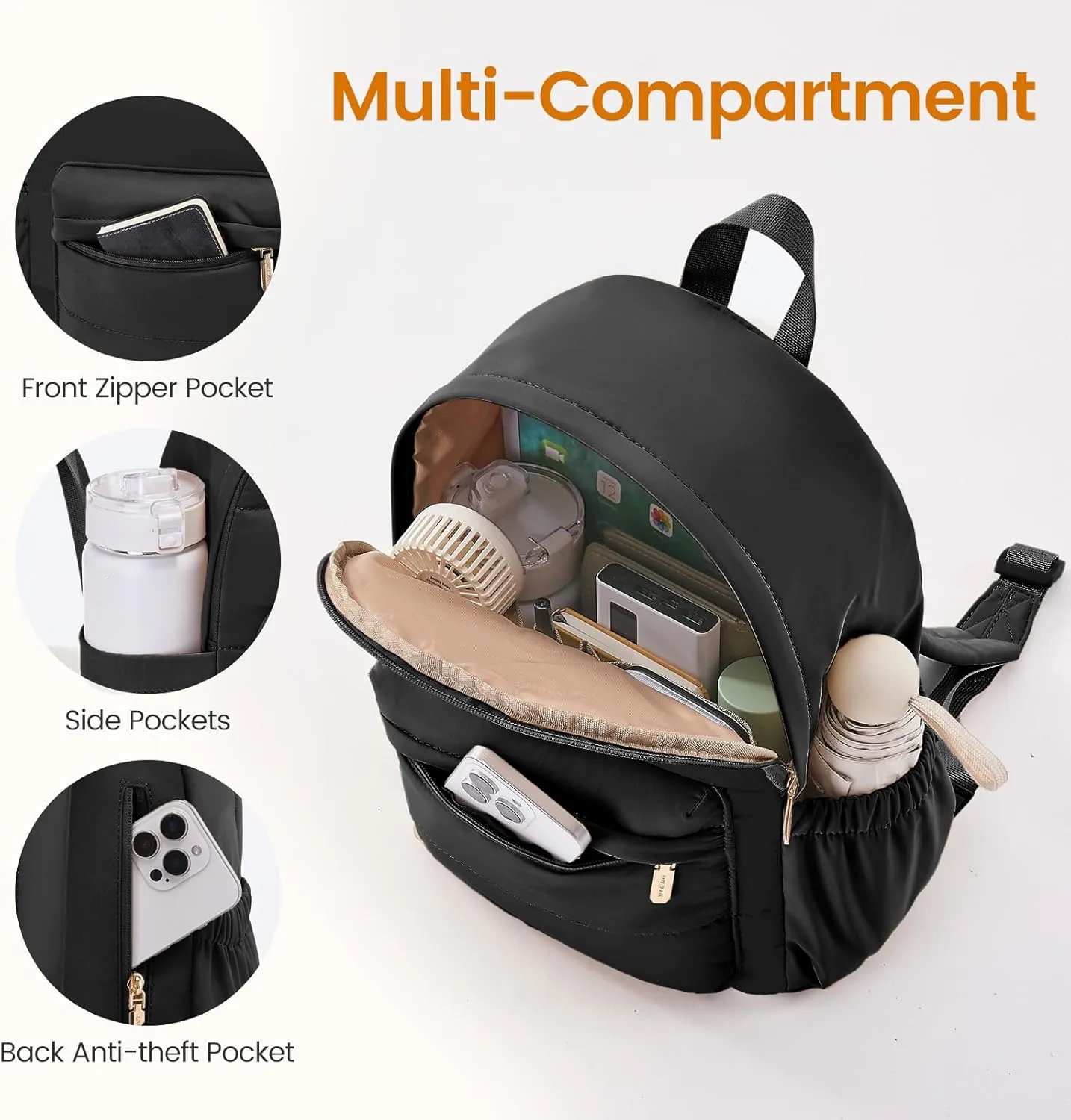 LOVEVOOK Mini Backpack Purse for Women, Small Lightweight Backpack, Casual Daily Daypack Purse for Women, Cute bag with Anti-theft Pocket-Black