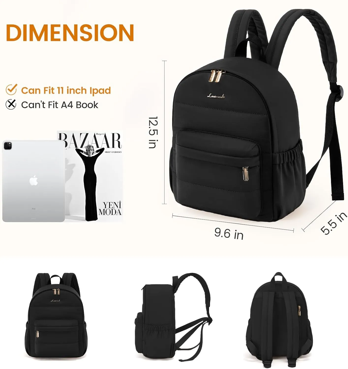 LOVEVOOK Mini Backpack Purse for Women, Small Lightweight Backpack, Casual Daily Daypack Purse for Women, Cute bag with Anti-theft Pocket-Black