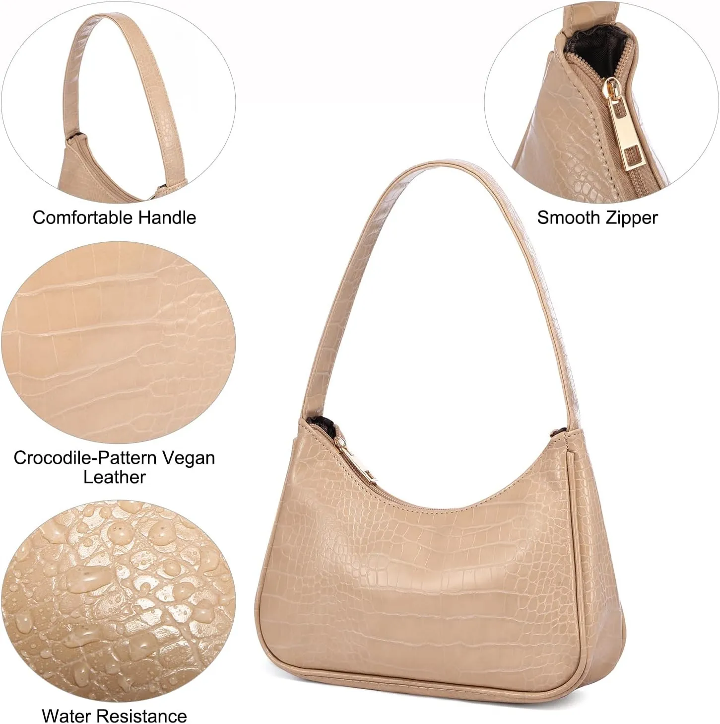 LOVEVOOK Shoulder Bag for Women, Small Purses Croc Pattern Clutch Purse Vegan Leather Little Purse Cute Mini Handbag