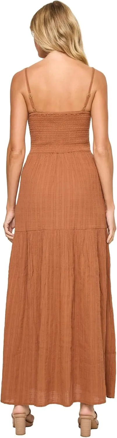 L*Space Mallorca Dress for Women, Full Length Maxi with Adjustable Straps, Tiered Skirt, Chic Dress for Vacation, 100% Cotton
