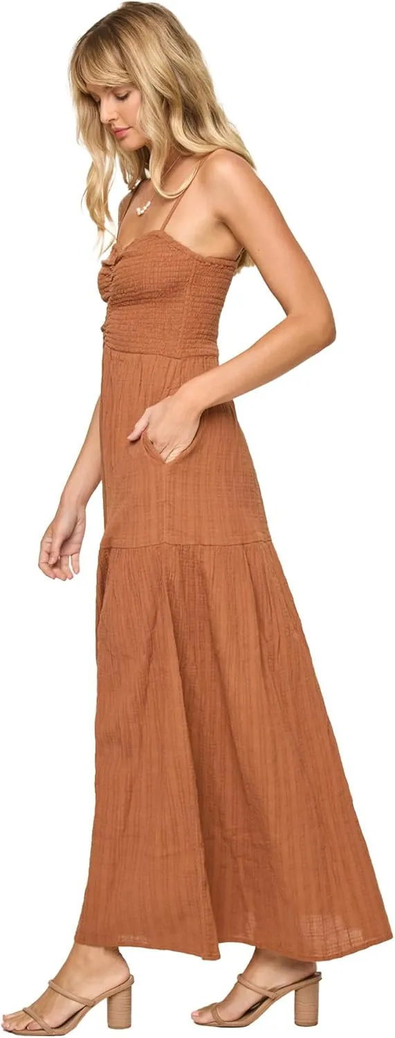 L*Space Mallorca Dress for Women, Full Length Maxi with Adjustable Straps, Tiered Skirt, Chic Dress for Vacation, 100% Cotton