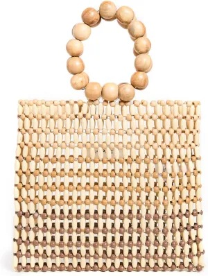 L*Space Riley Bag for Women, Wood Hand-Beaded Evening Bag, Small Everyday Handbag for Any Occasion, Summer or Vacation