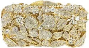 Luxury Crystal Clutch Purse for Women Rhinestone Handbag Formal Party Evening Bag Sparkly Bridal Flower Purse