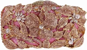 Luxury Crystal Clutch Purse for Women Rhinestone Handbag Formal Party Evening Bag Sparkly Bridal Flower Purse