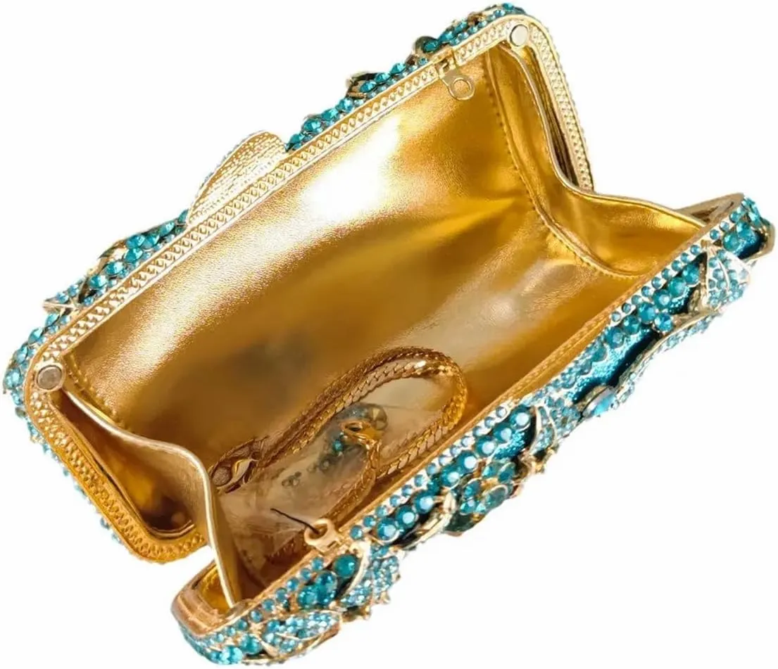 Luxury Crystal Clutch Purse for Women Rhinestone Handbag Formal Party Evening Bag Sparkly Bridal Flower Purse