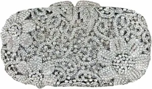 Luxury Crystal Clutch Purse for Women Rhinestone Handbag Formal Party Evening Bag Sparkly Bridal Flower Purse