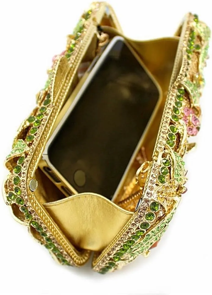 Luxury Crystal Clutch Purse for Women Rhinestone Handbag Formal Party Evening Bag Sparkly Bridal Flower Purse