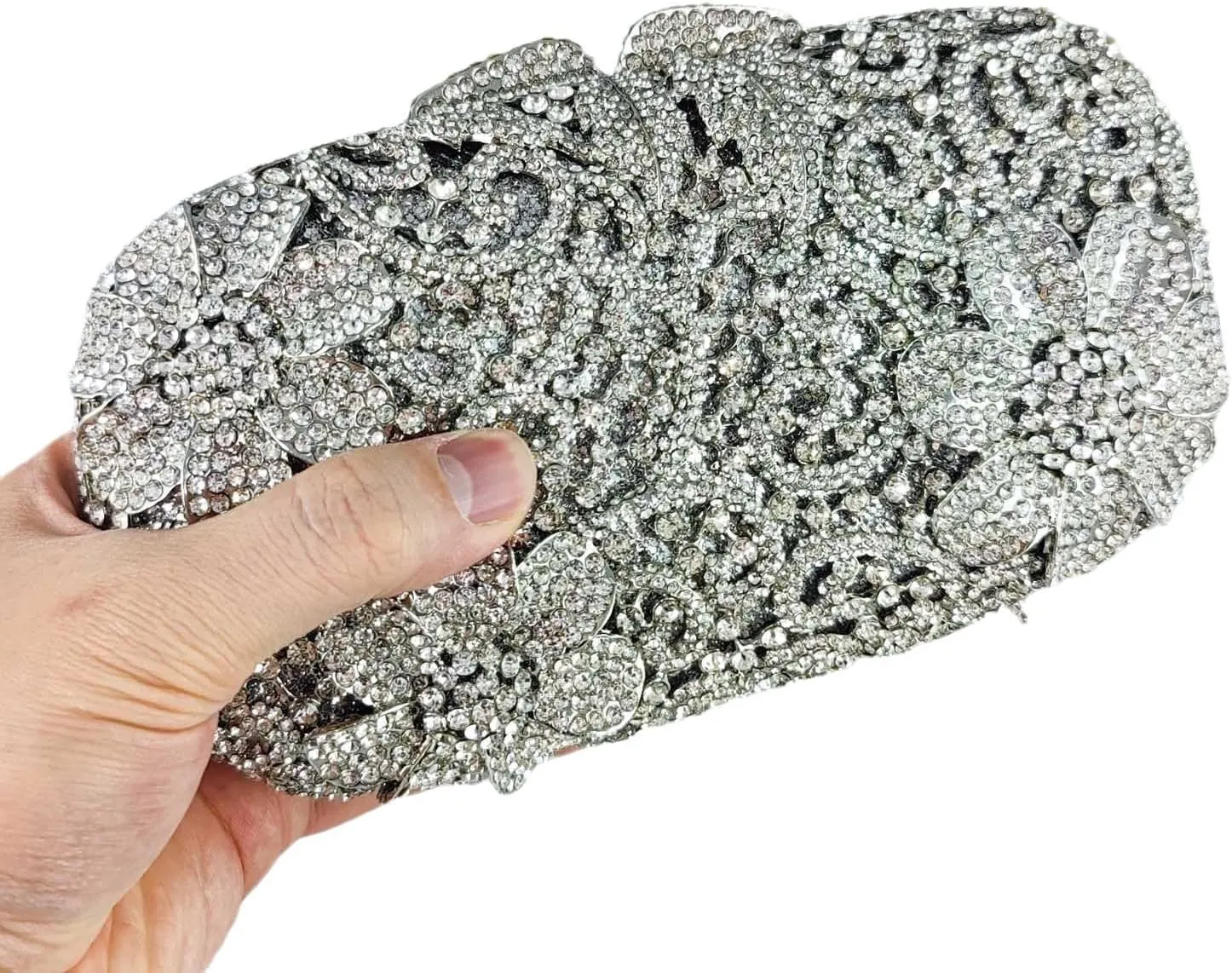 Luxury Crystal Clutch Purse for Women Rhinestone Handbag Formal Party Evening Bag Sparkly Bridal Flower Purse