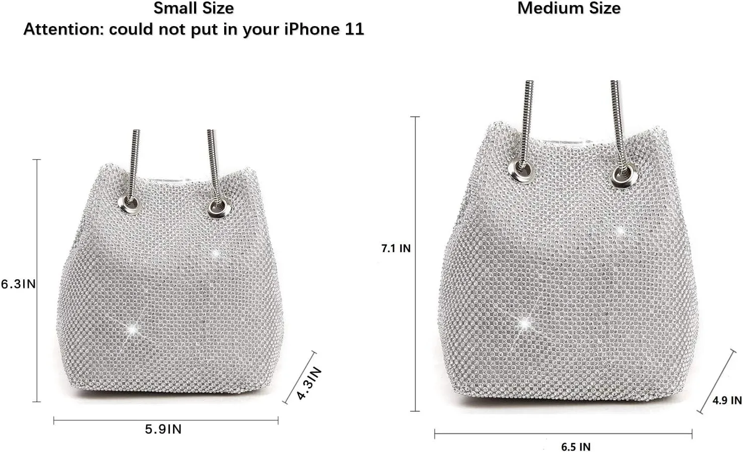 Luxury Full Rhinestone Bucket Bag, Bling Evening Bag Purse for Women