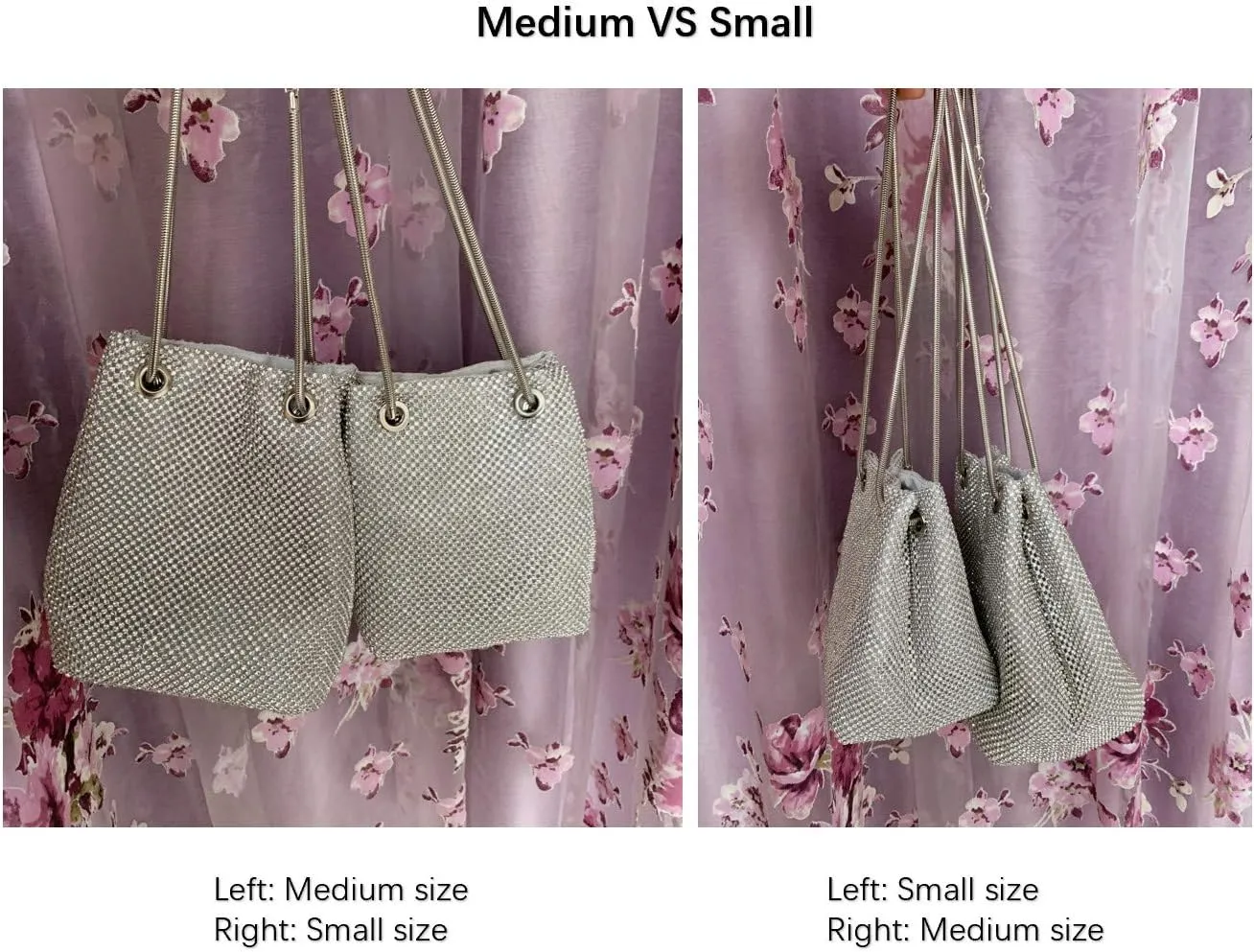 Luxury Full Rhinestone Bucket Bag, Bling Evening Bag Purse for Women