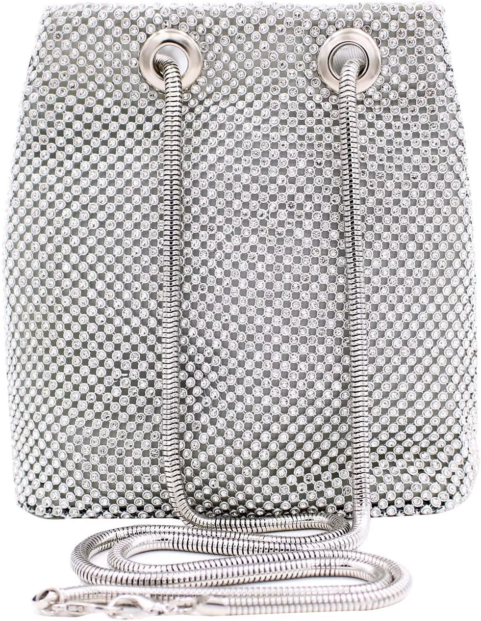 Luxury Full Rhinestone Bucket Bag, Bling Evening Bag Purse for Women