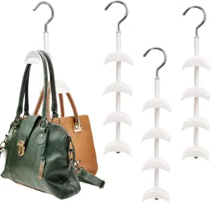 Lyellfe 3 Pack Purse Hanger for Closet, 360°Rotatable Handbag Tote Bag Hooks, Space Saving 4 in 1 Bag Hanging Organizer for Belt, Scarves, Hat, Keep Straps in Good Shape