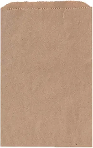 Made in USA 125-Count Party Favor Brown Kraft Paper Flat Merchandise Bags (6.25" X 9.25")