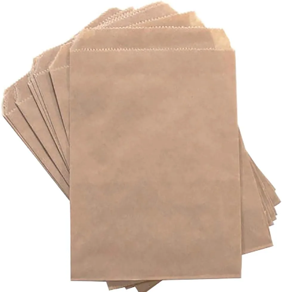 Made in USA 125-Count Party Favor Brown Kraft Paper Flat Merchandise Bags (6.25" X 9.25")