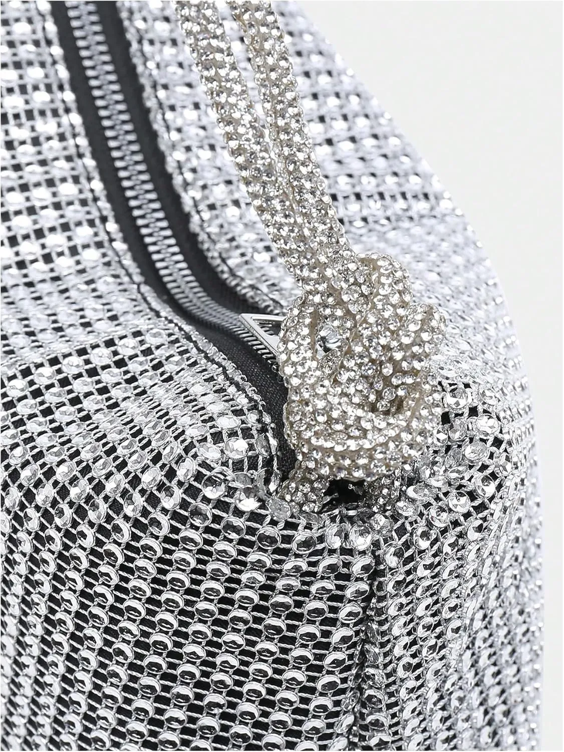 MakeMeChic Women's Rhinestone Sparkly Top Handle Zipper Medium Party Tote Bags Evening Handbags