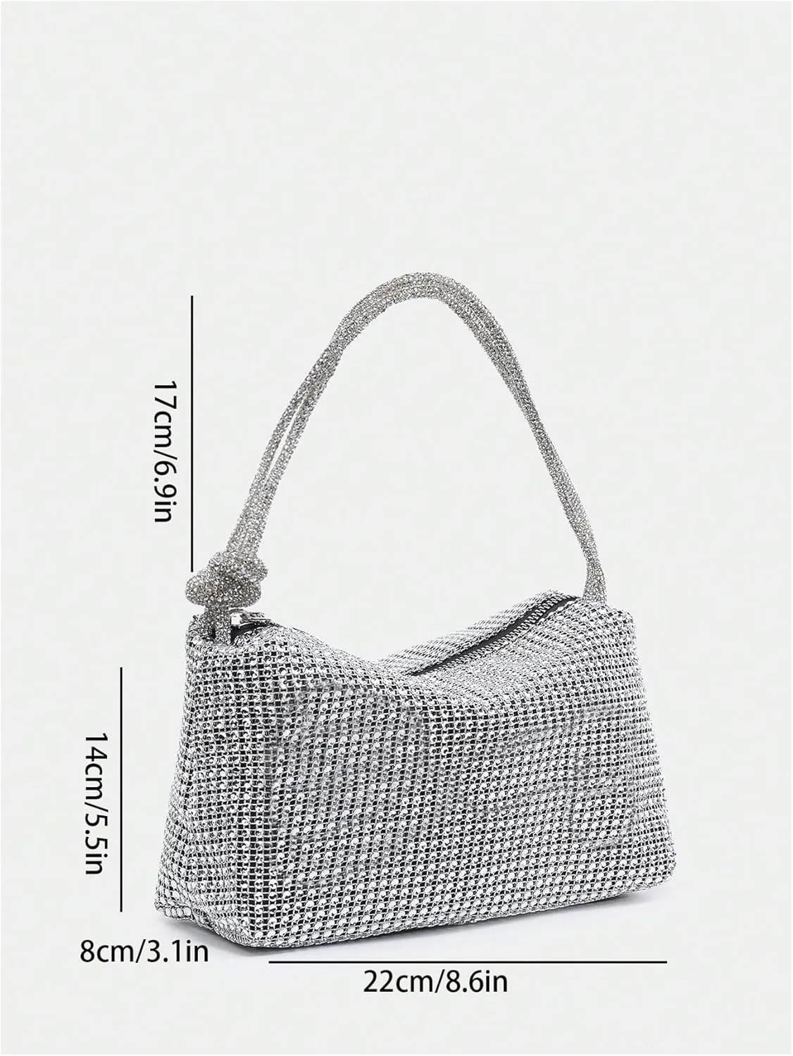 MakeMeChic Women's Rhinestone Sparkly Top Handle Zipper Medium Party Tote Bags Evening Handbags