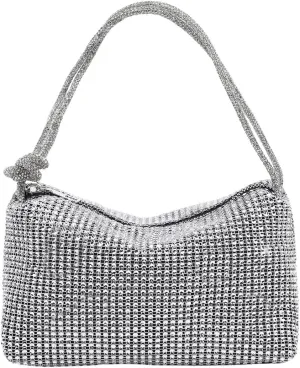MakeMeChic Women's Rhinestone Sparkly Top Handle Zipper Medium Party Tote Bags Evening Handbags