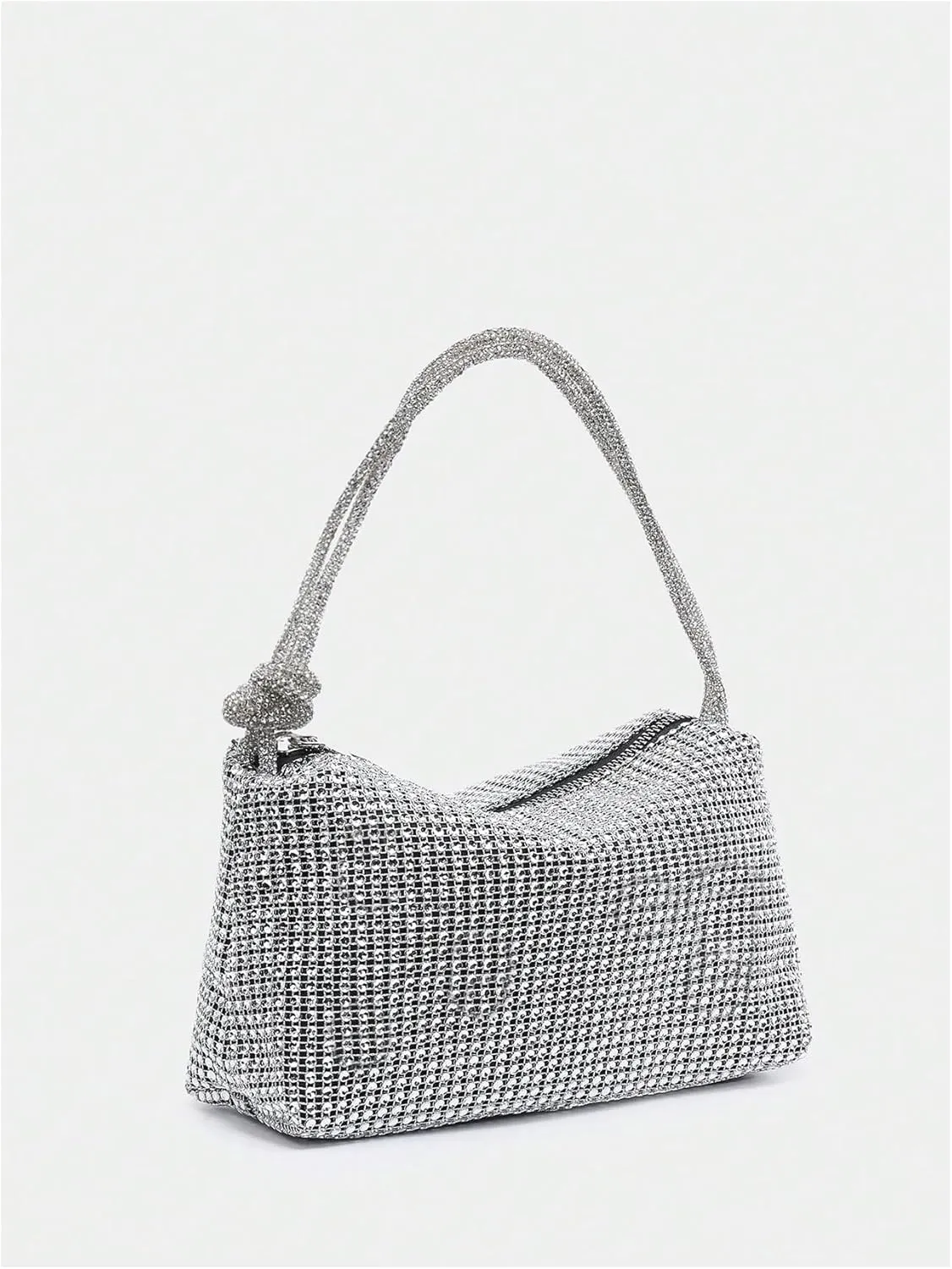 MakeMeChic Women's Rhinestone Sparkly Top Handle Zipper Medium Party Tote Bags Evening Handbags