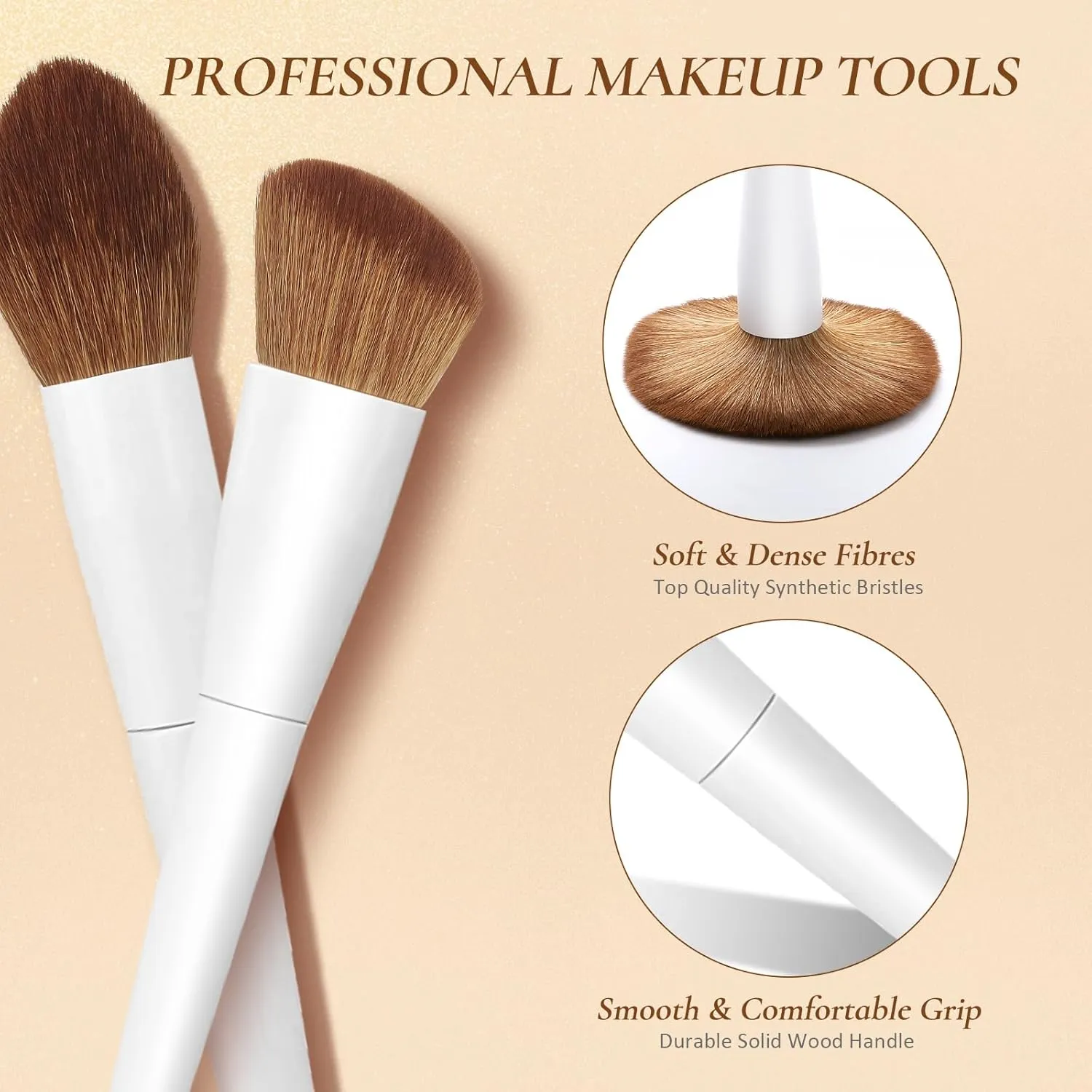 Makeup Brushes With Case 20PCs Professional Makeup Brush Set, Foundation Powder Eyeshadow Brush Set Eyebrow Concealer Contour Travel Brushes Kit with Holder & 2 Powder Puff-White