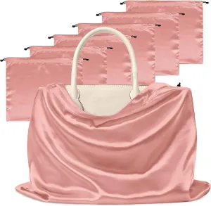 Manyshofu 7 Pack Satin Dust Bags for Handbags Storage, Silky Shoe Bag Rose Gold Drawstring Bags for Shoes & Purses - Silk Dust Cover Bag Dustproof Bags Protector Travel Storage Pouch(19.6 x 15.7)