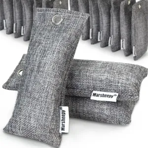 Marsheepy 24 Pack Activated Bamboo Charcoal Bags for Car Closet Shoe Home Basement Litter Box Cigarette Smoke Gym Bag (24 Packs×50g)