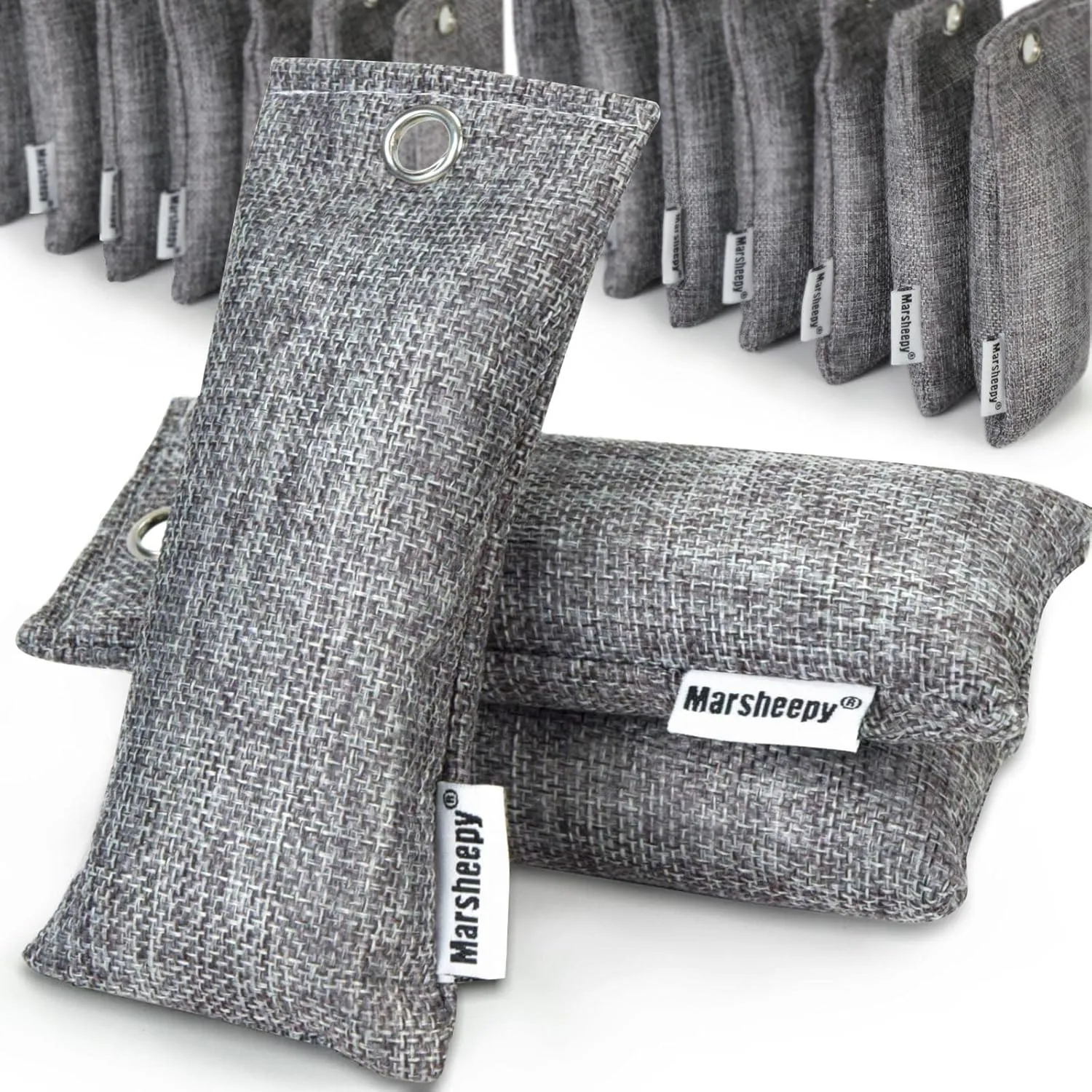 Marsheepy 24 Pack Activated Bamboo Charcoal Bags for Car Closet Shoe Home Basement Litter Box Cigarette Smoke Gym Bag (24 Packs×50g)