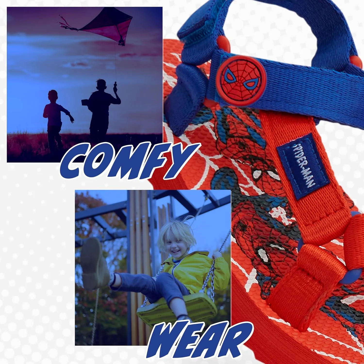 Marvel Spiderman Sandals for Boys Summer Shoes with Adjustable Straps Boys Gifts