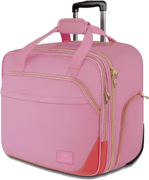 MATEIN Rolling Briefcase for Women, Large Rolling Laptop Bag with Wheels Fits 17 Inch Notebook Gifts for Office Women, Water Resistant Teacher Work Computer Travel Carry on Nurse Bags on Wheel, Pink