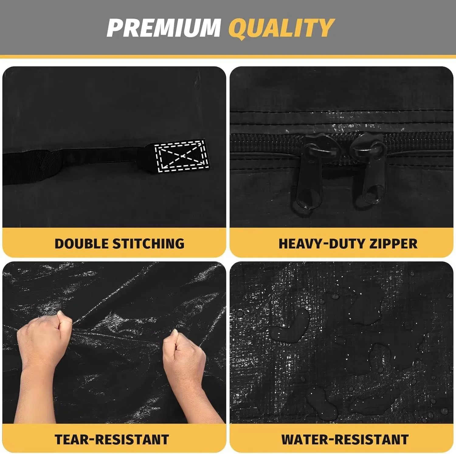 Mattress Bags for Moving and Storage, BETU Queen Mattress Protector Waterproof Mattress Cover with 8 Heavy Duty Handles and Zipper Extra Thick Moving Supplies for Bed (2 Pack:82x62x13.5 Black)