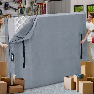 Mattress Bags for Moving and Storage, BETU Twin Mattress Protector Waterproof Mattress Cover with 8 Heavy Duty Handles and Zipper Extra Thick Moving Supplies for Dorm Bed Reusable (77x42x13.5" Grey)