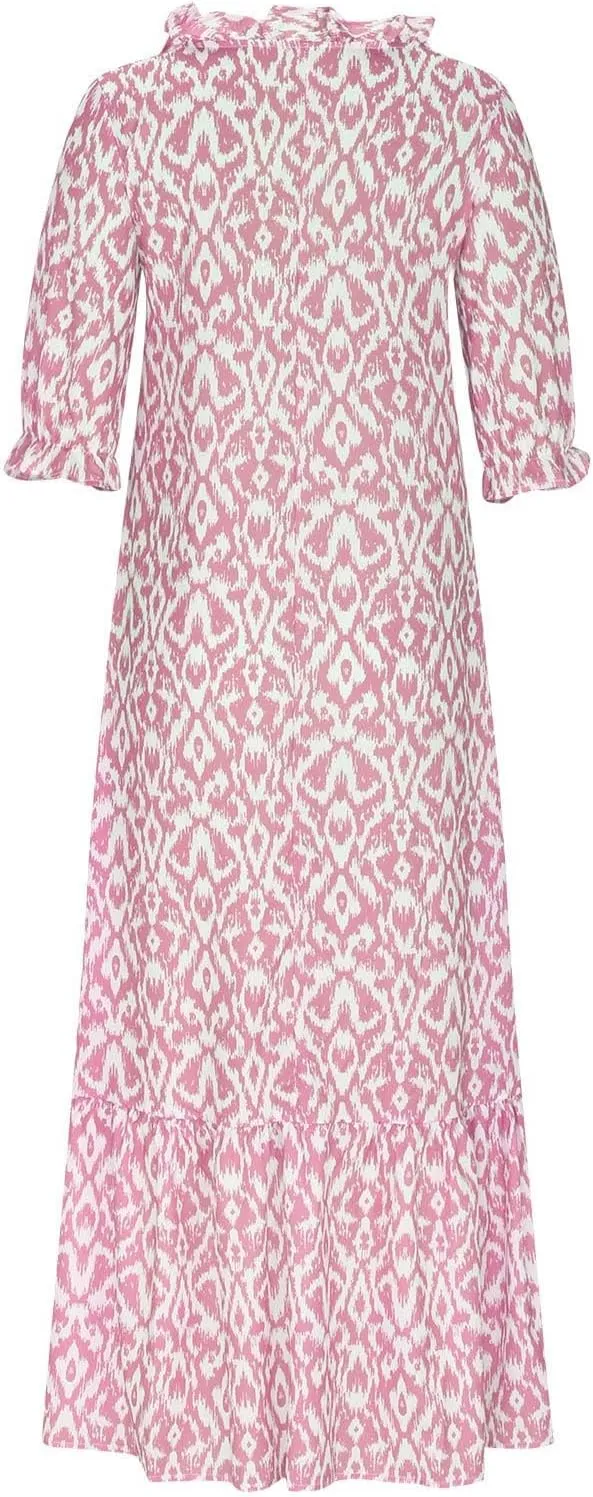 Maxi Dress for Women Casual Dressy V Neck Half Sleeve Tiered Boho Long Dresses Summer Bohemian Sundress Party Evening