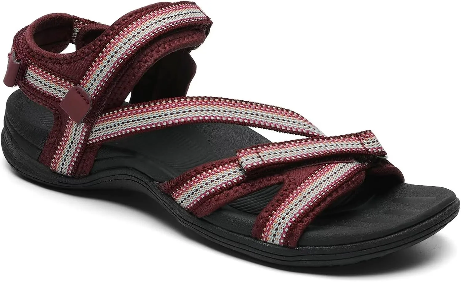 MEGNYA Womens Lightweight Cushion Sandals for Walking, Summer Outside Hiking Sandals with Adjustable Hook and Loop Straps