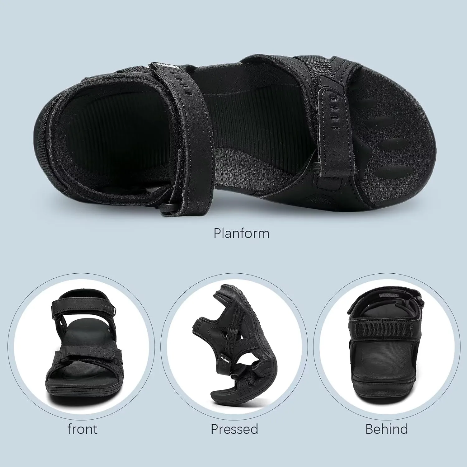 MEGNYA Womens Lightweight Cushion Sandals for Walking, Summer Outside Hiking Sandals with Adjustable Hook and Loop Straps