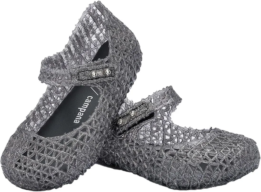 Melissa Mini Campana Papel Flats for Babies, Toddlers - Comfortable & Cute Close-Toe Jelly Flat Shoes with Mary-Jane Strap & Interwoven Cut-Out Design