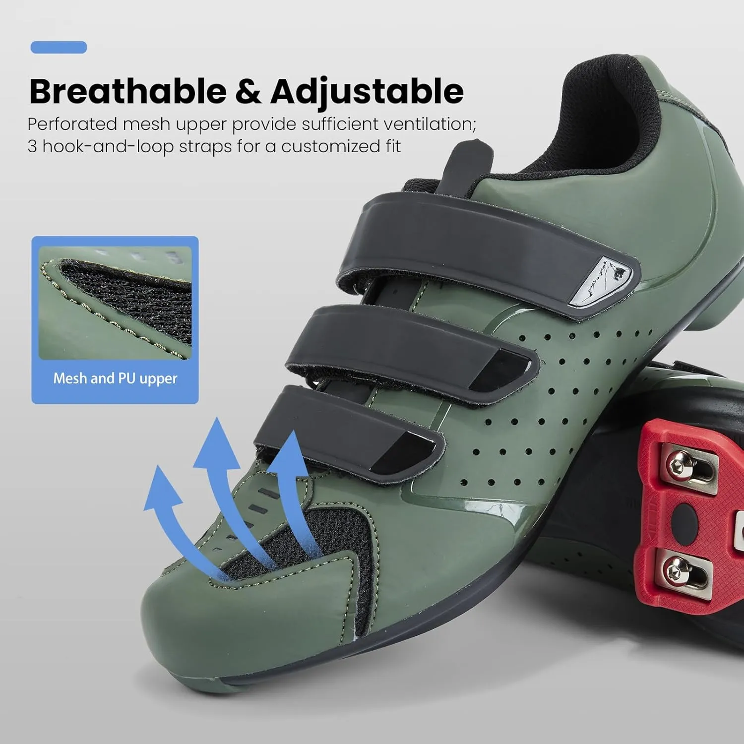 Mens Cycling Shoes for Peloton Size 7 to 15 - Compatible with 2 Bolt SPD Clips Indoor Cycling Spin Shoes with 3 Bolt Look Delta - for Outdoor Road Bike Riding