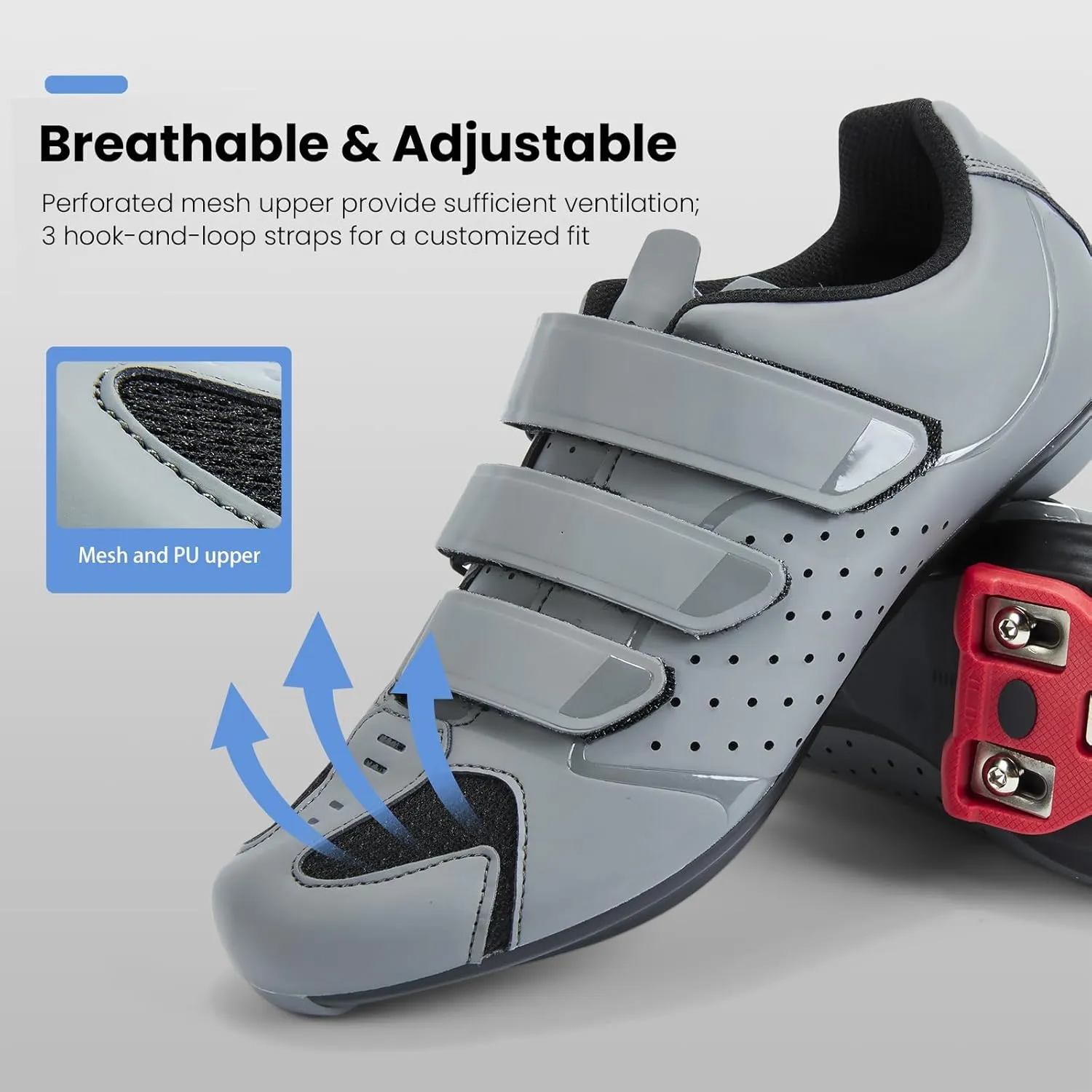 Mens Cycling Shoes for Peloton Size 7 to 15 - Compatible with 2 Bolt SPD Clips Indoor Cycling Spin Shoes with 3 Bolt Look Delta - for Outdoor Road Bike Riding