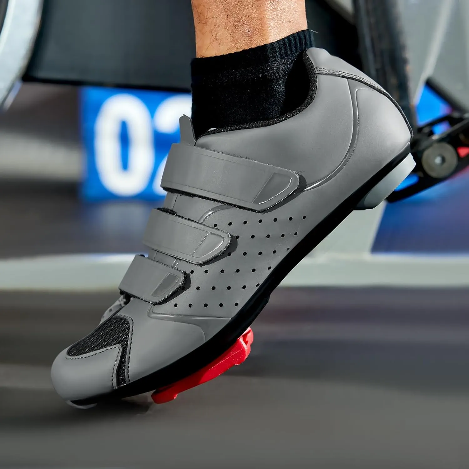 Mens Cycling Shoes for Peloton Size 7 to 15 - Compatible with 2 Bolt SPD Clips Indoor Cycling Spin Shoes with 3 Bolt Look Delta - for Outdoor Road Bike Riding