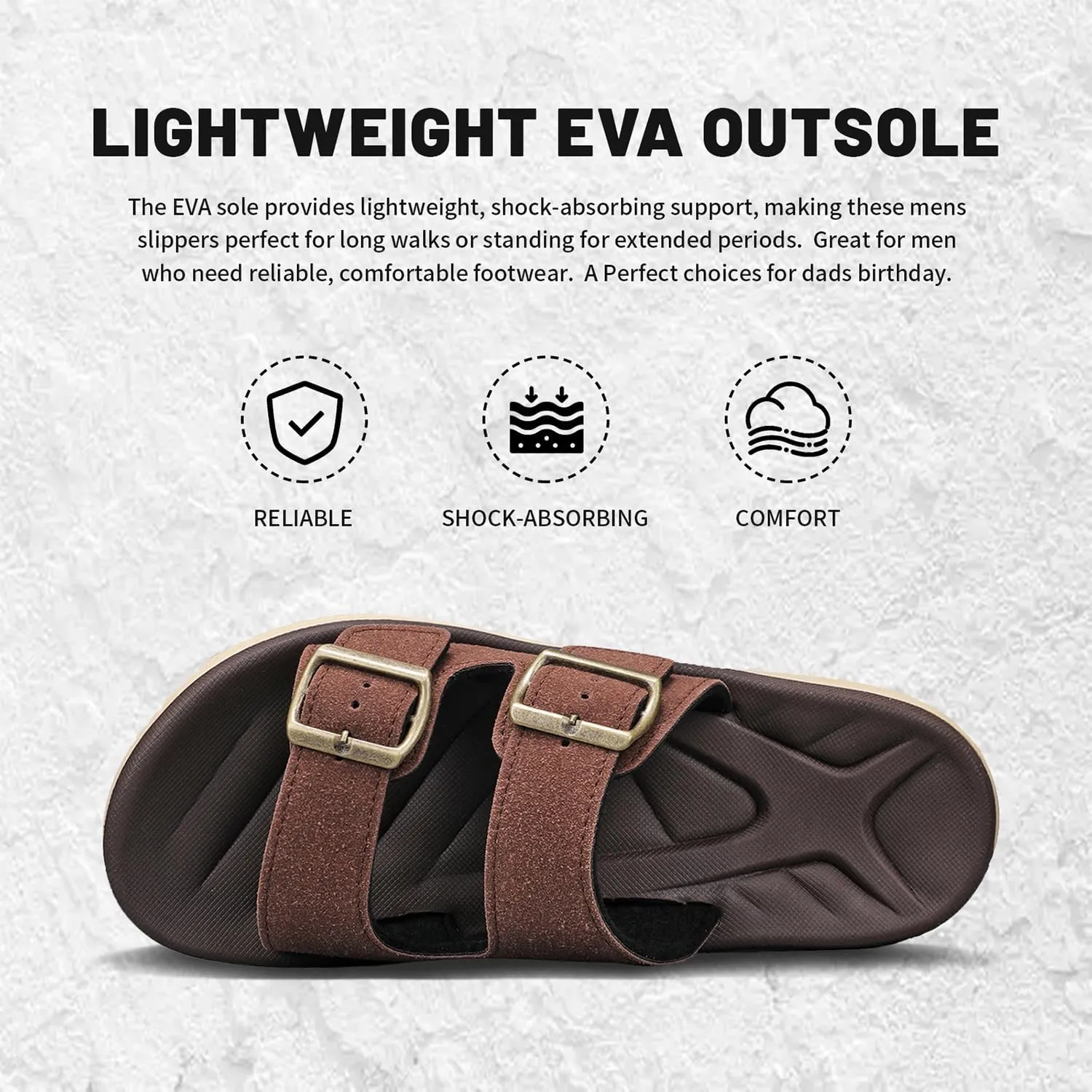 Mens Sandals Arch Support Comfortable Beach Slides with Adjustable Buckle Straps Slippers for Men